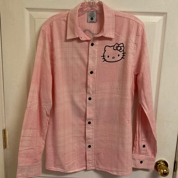 Hello Kitty Pink Light Flannel Boyfriend Button Up - Picture 3 of 6